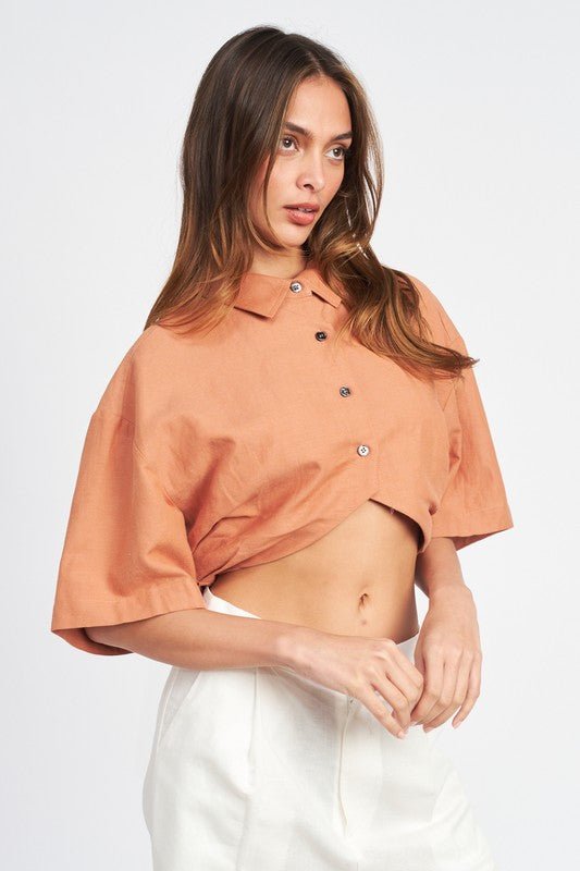 Wide Sleeve Cropped Shirt GOTIQUE Collections