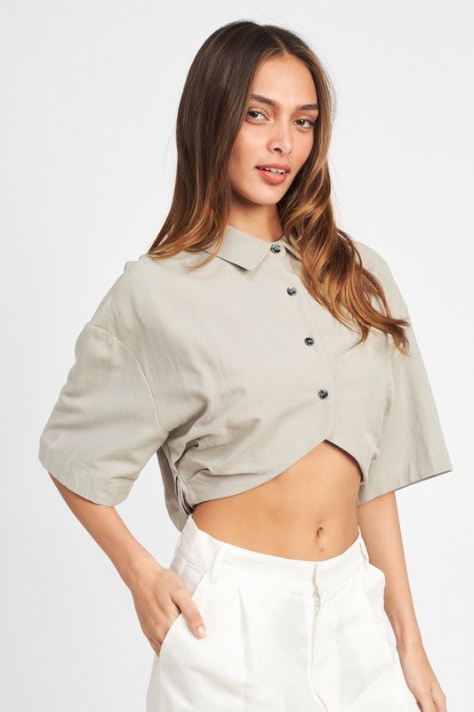 Wide Sleeve Cropped Shirt GOTIQUE Collections