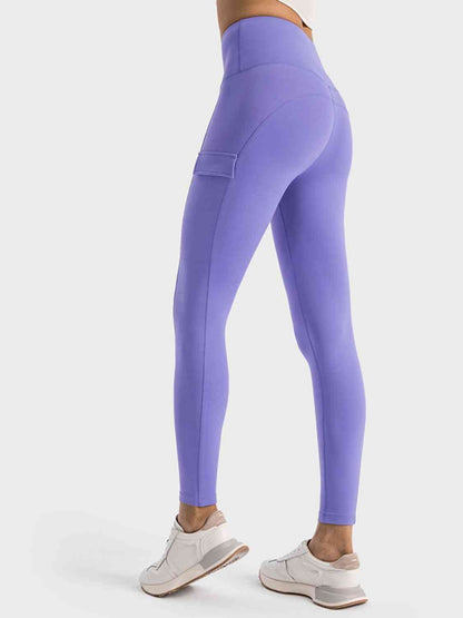 Wide Waistband Pocketed Sports Leggings GOTIQUE Collections