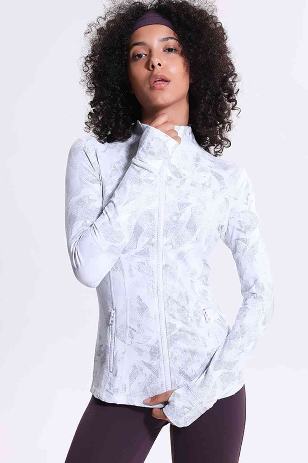 Yoga-Ready High Neck Thumbhole Sleeve Sports Jacket GOTIQUE Collections